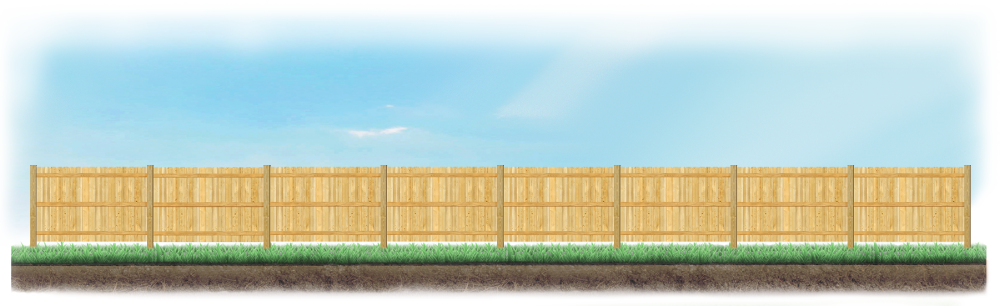 A level fence installed on level ground in Stafford, Texas