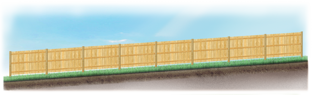Racked fence on sloped ground in Stafford Texas