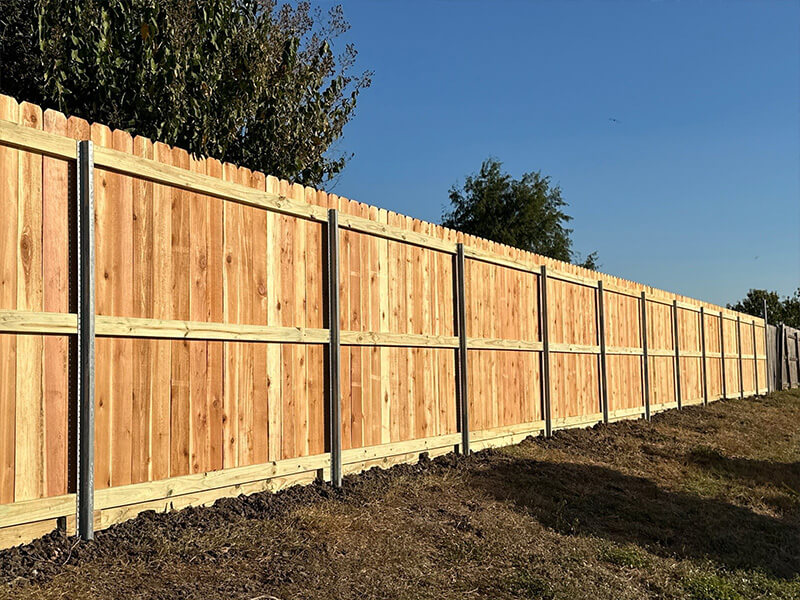 Wood Fence with Metal Posts in Stafford Texas