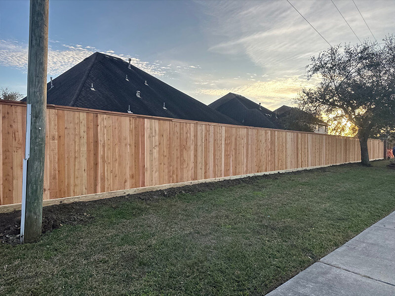 Wood Fence with Metal Posts in Stafford Texas