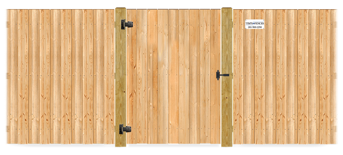 Wood gate in closed position