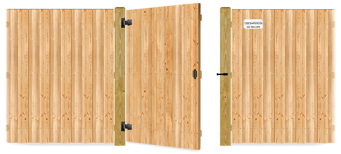 Wood gate in open position