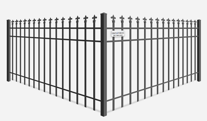 Decorative ornamental steel fence with custom picket tops - Stafford Texas