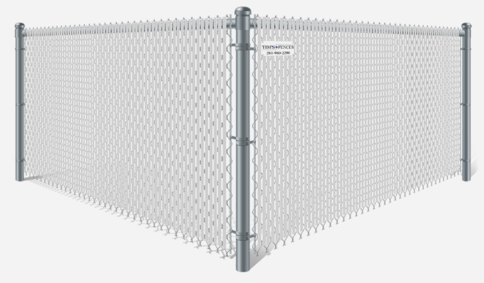 Galvanized chain link fence with white privacy slats in Stafford Texas