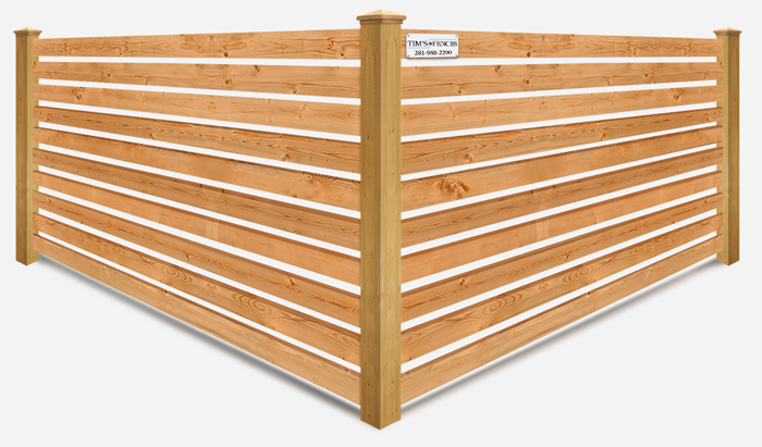 Horizontal spaced board wood fence in  Stafford Texas