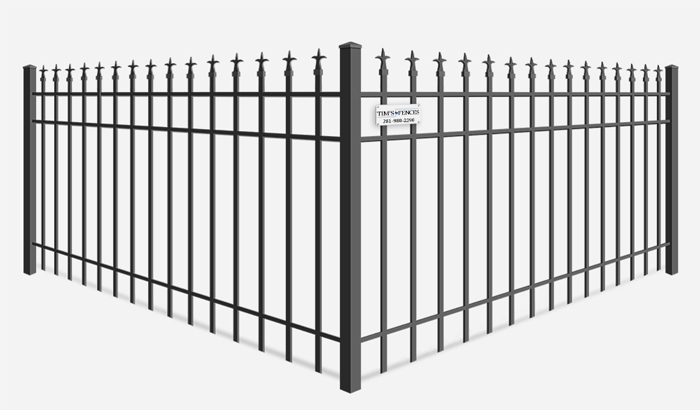 Decorative ornamental steel fence with triad finials - Stafford Texas